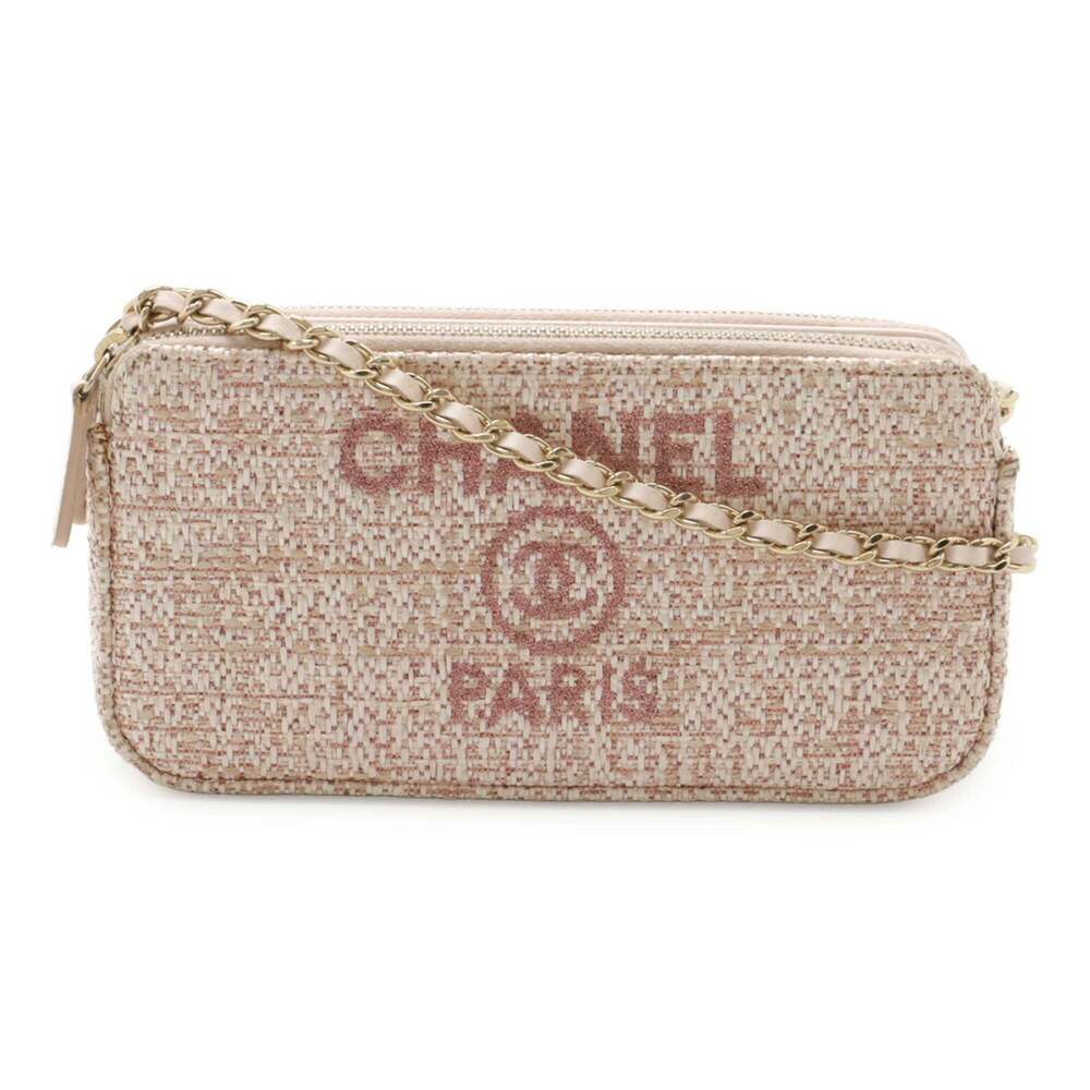 CHANEL Pink Raffia Deauville Wallet - Picture 2 of 10